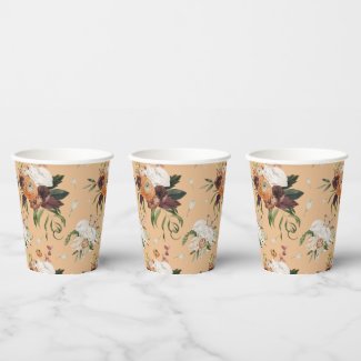 Autumn Flowers Seamless Custom Color Paper Cup