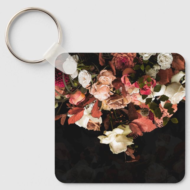 Autumn Flowers Stylized Print Keychain (Front)