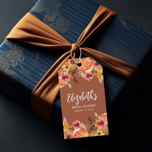 Autumn Flowers Terracotta Bridal Shower Favor Gift Tags