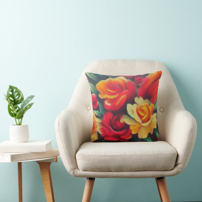 Autumn Flowers Throw Pillow (Chair)