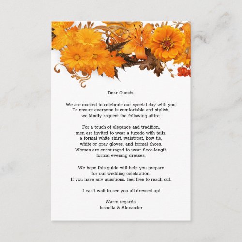 Autumn Flowers Wedding Enclosure Card