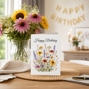 Autumn Flowers Wildflower Floral Birthday Card