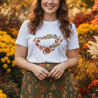 Autumn flowers with fall leaves T-Shirt