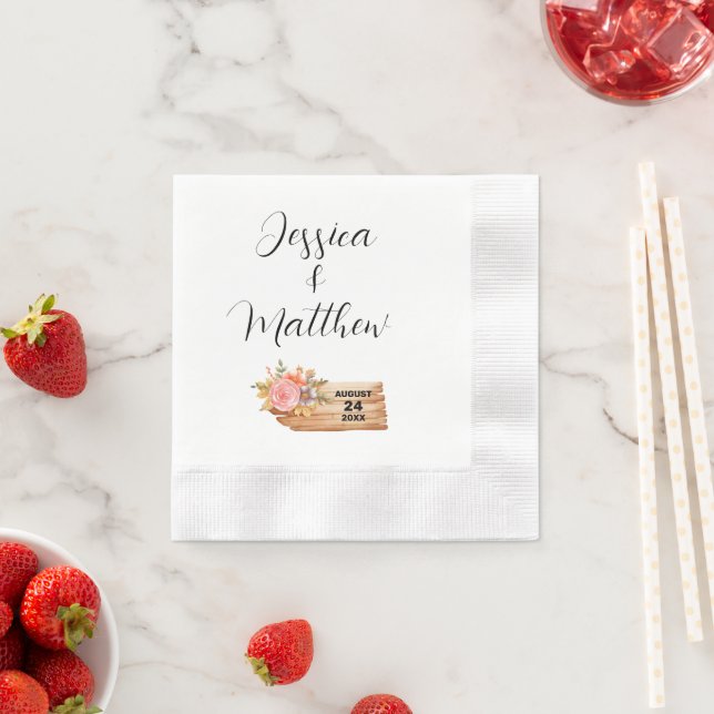 Autumn Flowers & Wood Sign Napkins (Insitu)