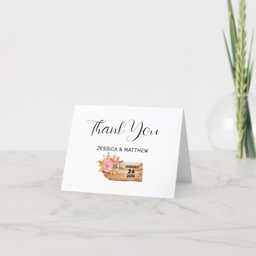 Autumn Flowers  Wood Sign Thank You Card