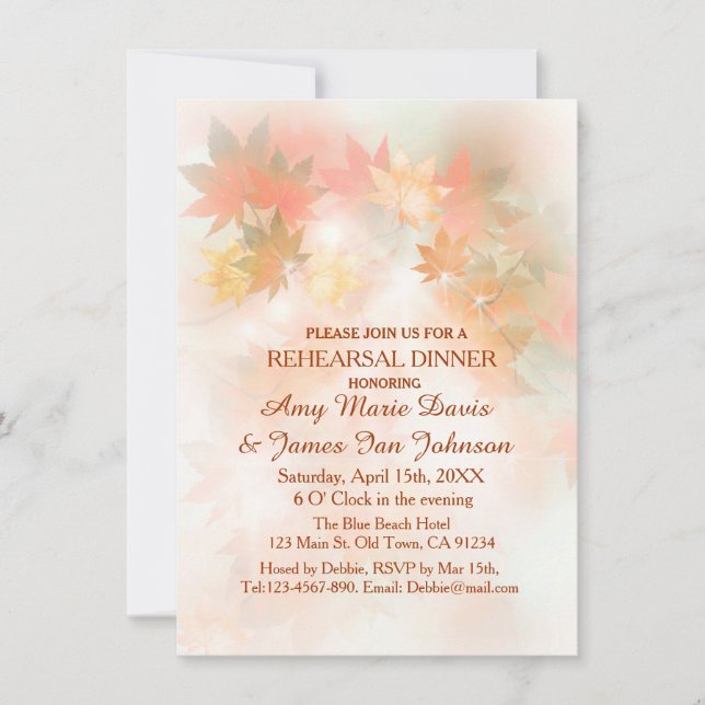 Autumn fog rehearsal dinner invitations (Front)