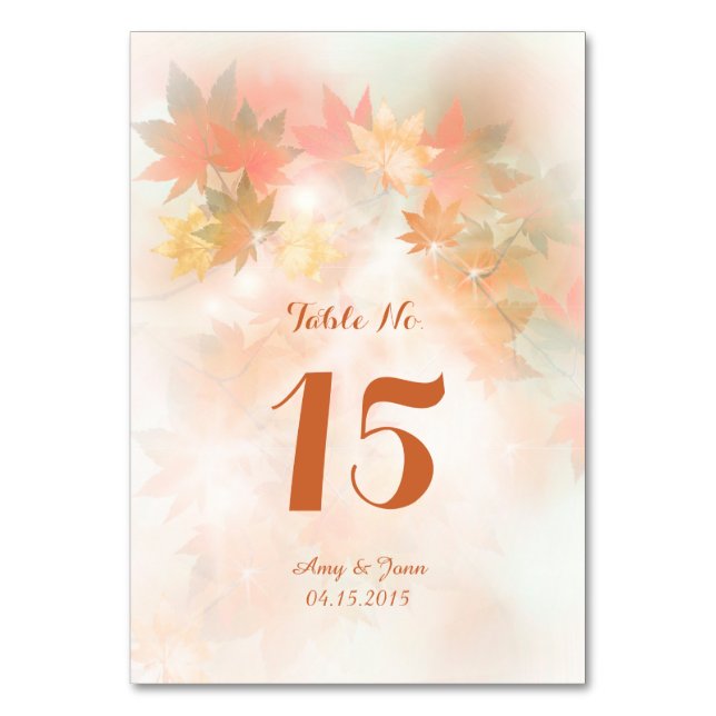Autumn fog wedding table card autm3 (Front)