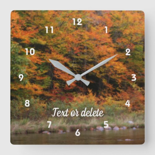 Autumn Foliage Along River Orton Personalized Square Wall Clock