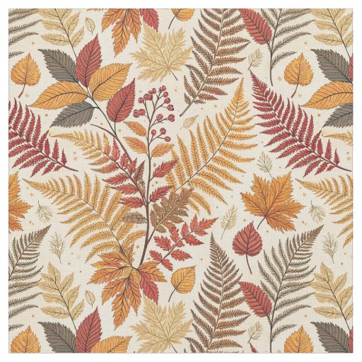 Autumn Foliage and Berries – Warm Earthy Tones Fabric