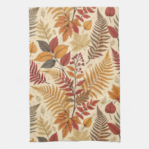 Autumn Foliage and Berries – Warm Earthy Tones Kitchen Towel
