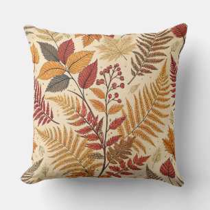 Autumn Foliage and Berries – Warm Earthy Tones Throw Pillow