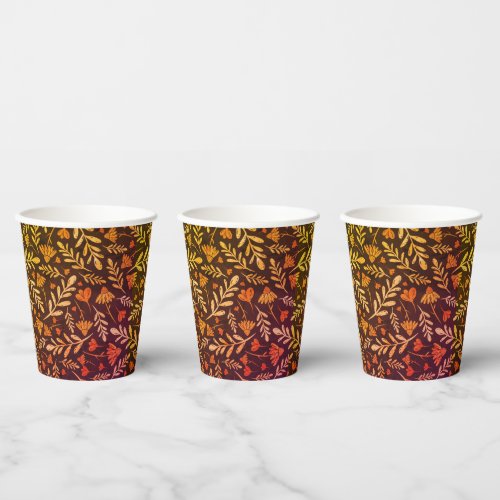 Autumn Foliage and Flowers Paper cup