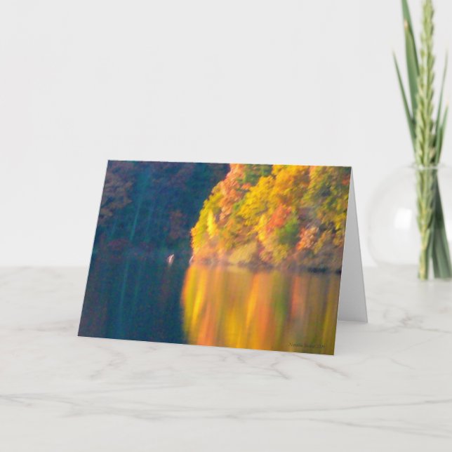 Autumn foliage at Walden Pond - October reflection Card (Front)