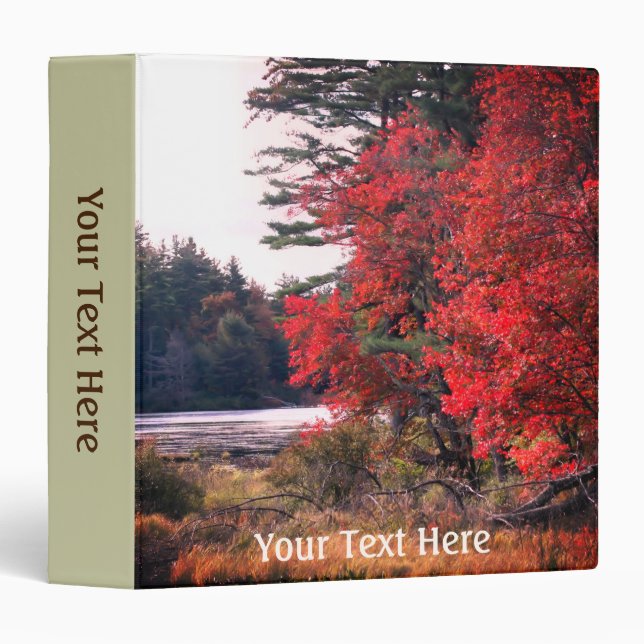 Autumn Foliage By Pond Nature Personalized 3 Ring Binder (Front/Spine)
