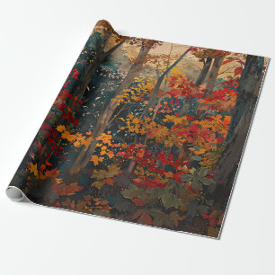 Autumn Foliage Colorful Woods Decoupage Wrapping Paper