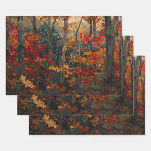 Autumn Foliage Colorful Woods Decoupage Wrapping Paper Sheets