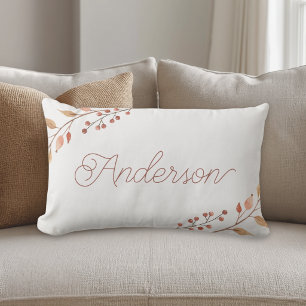 Autumn Foliage Custom Family Name Lumbar Pillow