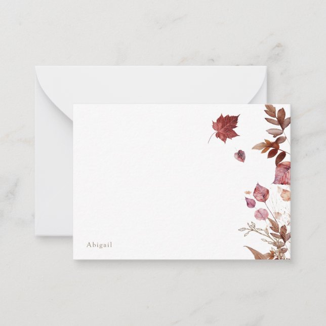 Autumn Foliage Custom White Note Card (Front)