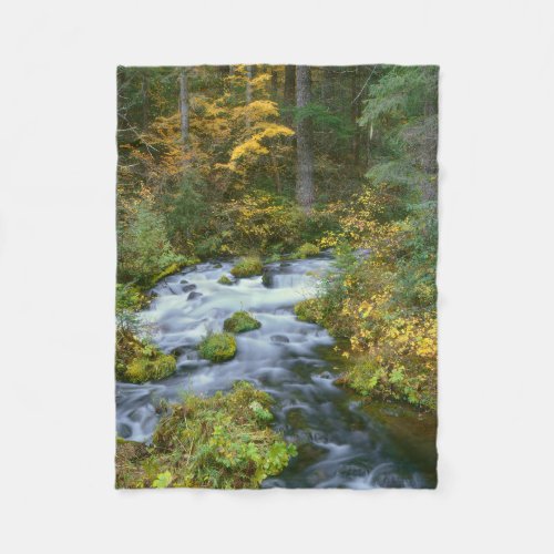 Autumn foliage  Douglas Fir Border Roaring River Fleece Blanket