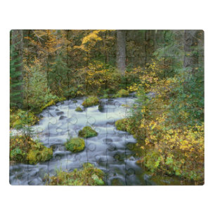 Autumn foliage & Douglas Fir Border Roaring River Jigsaw Puzzle