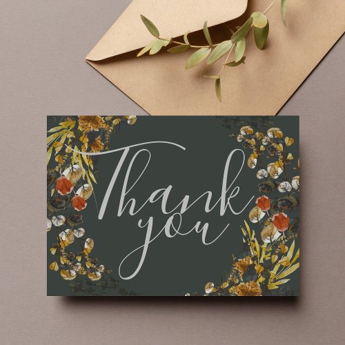 Autumn Foliage Dried Greenery Wreath Thank You Card