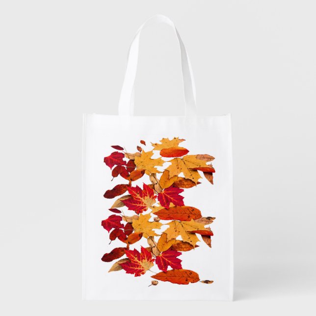 Autumn Foliage in Red Orange Yellow Brown Grocery Bag (Front)