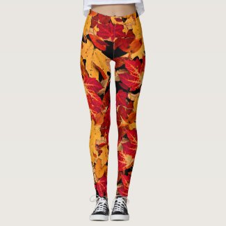 Autumn Foliage in Red Orange Yellow Brown Leggings