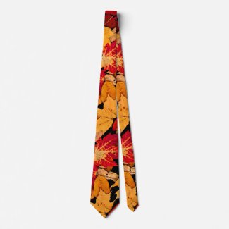 Autumn Foliage in Red Orange Yellow Brown Neck Tie