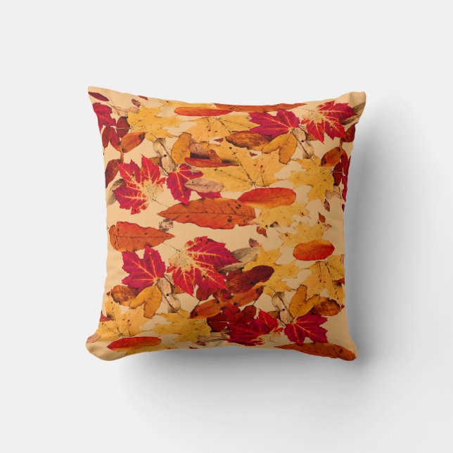 Autumn Foliage in Red Orange Yellow Brown Throw Pillow (Front)