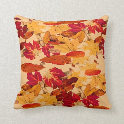 Autumn Foliage in Red Orange Yellow Brown Throw Pillow