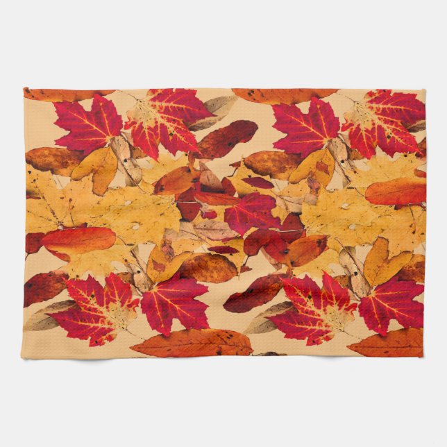 Autumn Foliage in Red Orange Yellow Brown Towel (Horizontal)