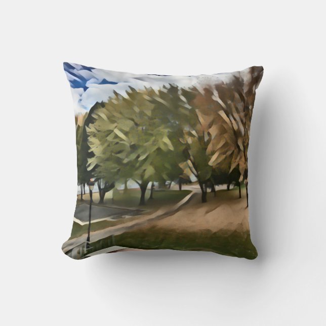 Autumn foliage in the park throw pillow (Front)