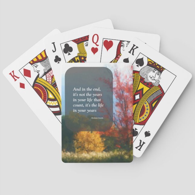 Autumn Foliage Live Life Attitude Inspirational  Poker Cards (Back)