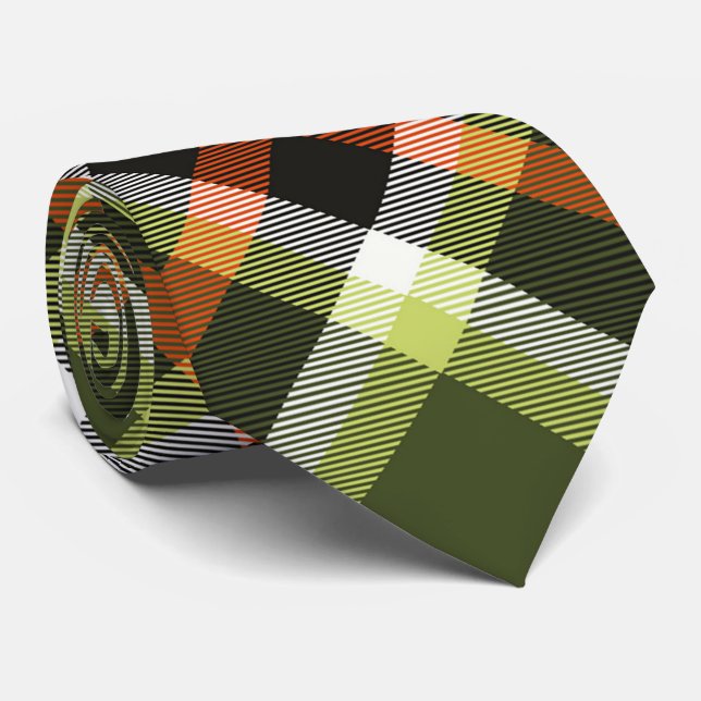 Autumn Foliage Plaid Pattern  Neck Tie (Rolled)