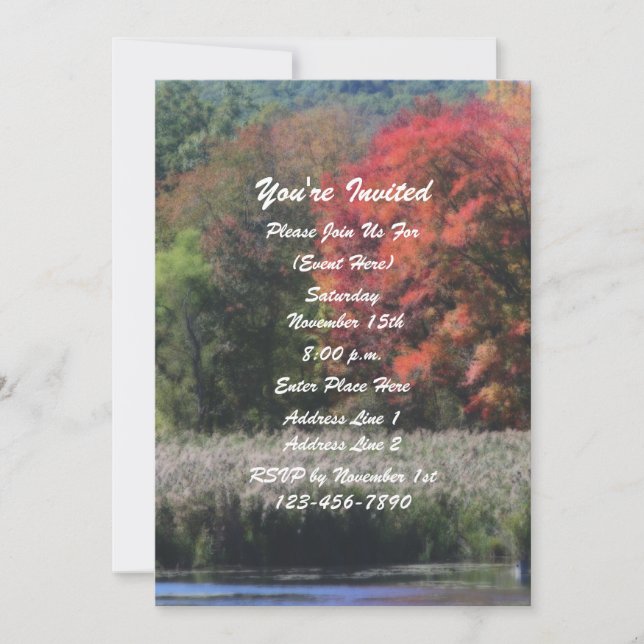 Autumn Foliage Pond Nature Party Invitation (Front)