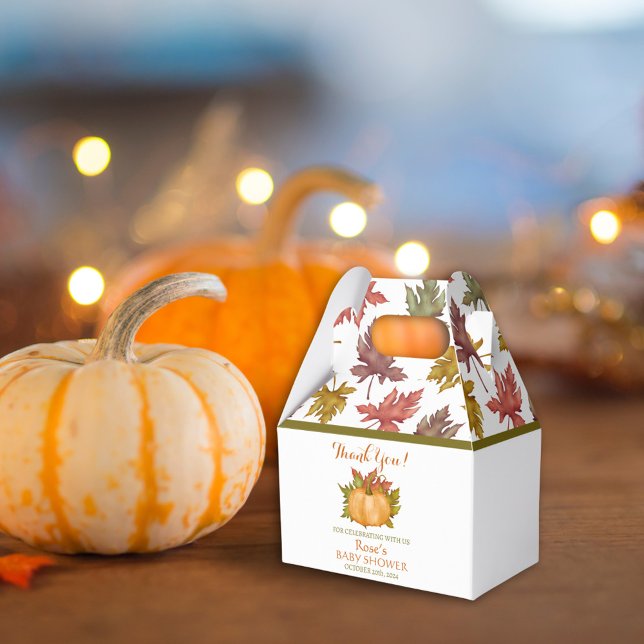 Autumn Foliage Pumpkin Fall Baby Shower Favor Boxes (Creator Uploaded)