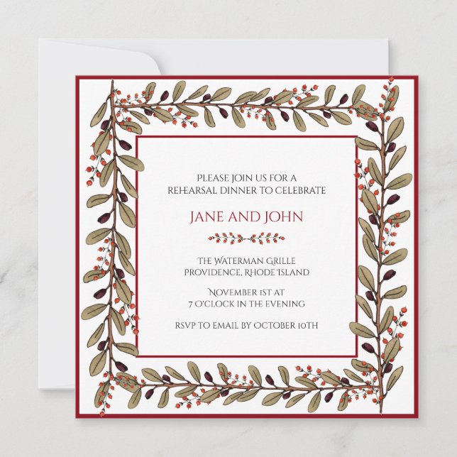 Autumn Foliage Rehearsal Dinner Invitation (Front)