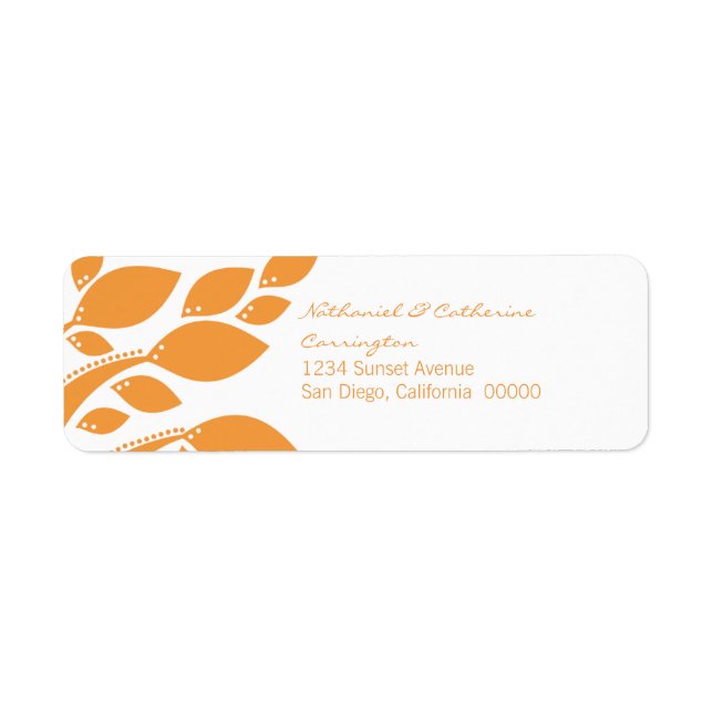Autumn Foliage Return Address Labels, Orange Label (Front)