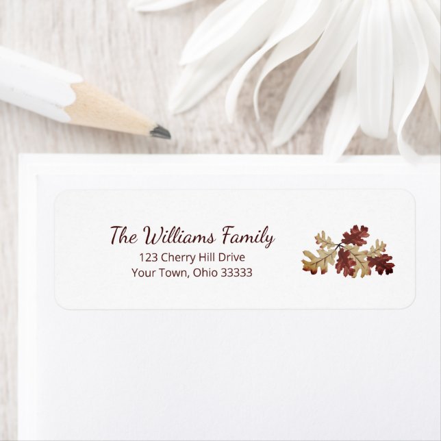 Autumn Foliage Rustic Botanical Return Address Label (Insitu)