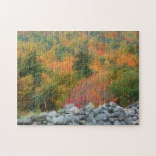 Autumn Foliage Stone Wall Nature Art Jigsaw Puzzle