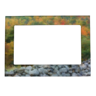 Autumn Foliage Stone Wall Nature Art Magnetic Frame