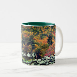 Autumn Foliage Stone Wall Nature Personalized Two-Tone Coffee Mug