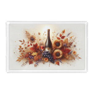Autumn Foliage, Sunflowers, Wine and Grapes Acrylic Tray
