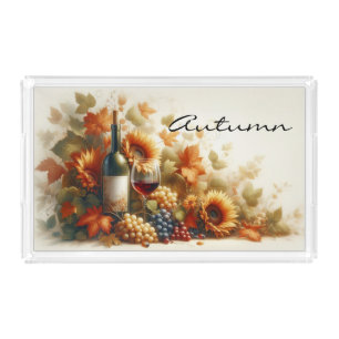 Autumn Foliage, Sunflowers, Wine and Grapes Acrylic Tray