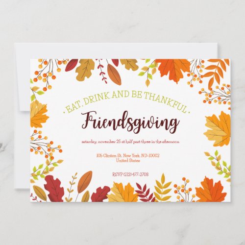 Autumn Foliage Thanksgiving Feast Invitation
