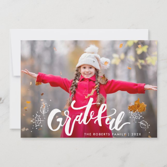Autumn foliage thanksgiving photo card (Front)