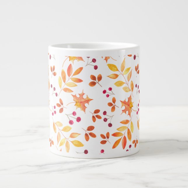 Autumn Foliage Watercolor Giant Coffee Mug (Front)