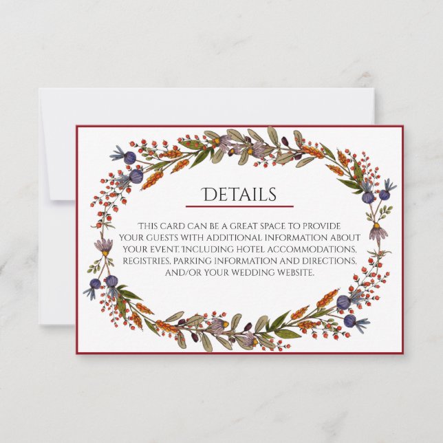 Autumn Foliage Wedding Details Card (Front)
