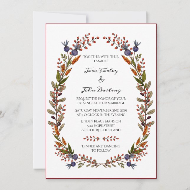 Autumn Foliage Wedding Invitation (Front)