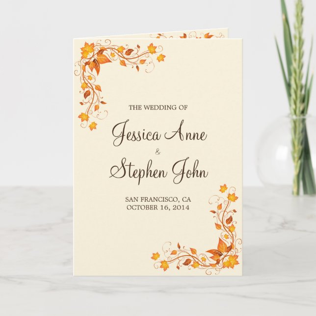 Autumn Foliage Wedding Program (Front)
